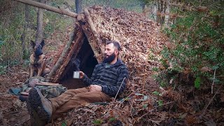 Winter Bushcraft Camping in Underground Bunker, Digging a Primitive Survival Stealth Shelter by Hand