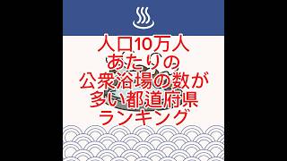 人口10万人あたりの公衆浴場の数が多い都道府県ランキング　参考:総務省統計局「統計でみる都道府県のすがた2024」