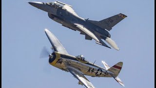 360 F-16 Demo Video - Heritage Flight with P-47 Thunderbolt - Planes of Fame 2019