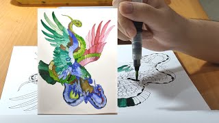 Ultra-healing watercolor paints a mythical phoenix