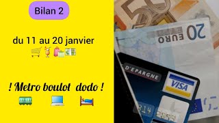 Budget bilan 2 Janvier Enveloppe budgétaire Cash Virtuel Défis Epargne Remplissage #cashstuffing