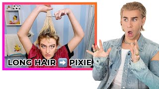 Hairdresser Reacts To DIY Pixie Cuts Gone Wrong!