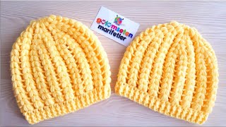 Crocheted puff beanie making / Crochet beanie how to make beginner tutorial