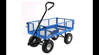 Sunnydaze Utility Steel Garden Cart, Outdoor Lawn Wagon with Removable Sides - Overview