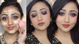 Step by step Glam party makeup|| Black smokey Glittery eyes makeup tutorial