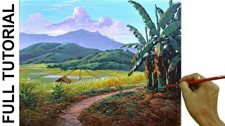 Tutorial / Landscape Acrylic Painting / Rice Fields and Bananas / JMLisondra
