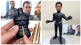 Black Panther: Wakanda Forever! Chadwick Boseman tribute, polymer clay sculpture part 2 #shorts