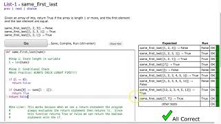 Codingbat - same_first_last (Python)
