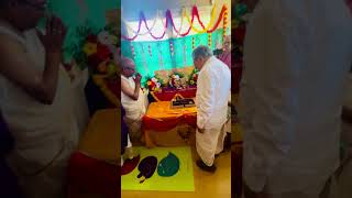 HH Harivilas Maharaj cutting Gaura Nitai Welcome Cake.