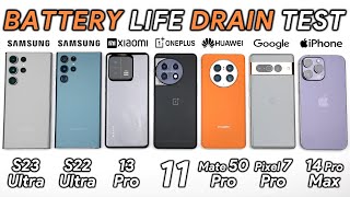 Samsung S23 Ultra vs S22 Ultra / Xiaomi / OnePlus / Huawei / Pixel / iPhone Battery Life DRAIN Test!