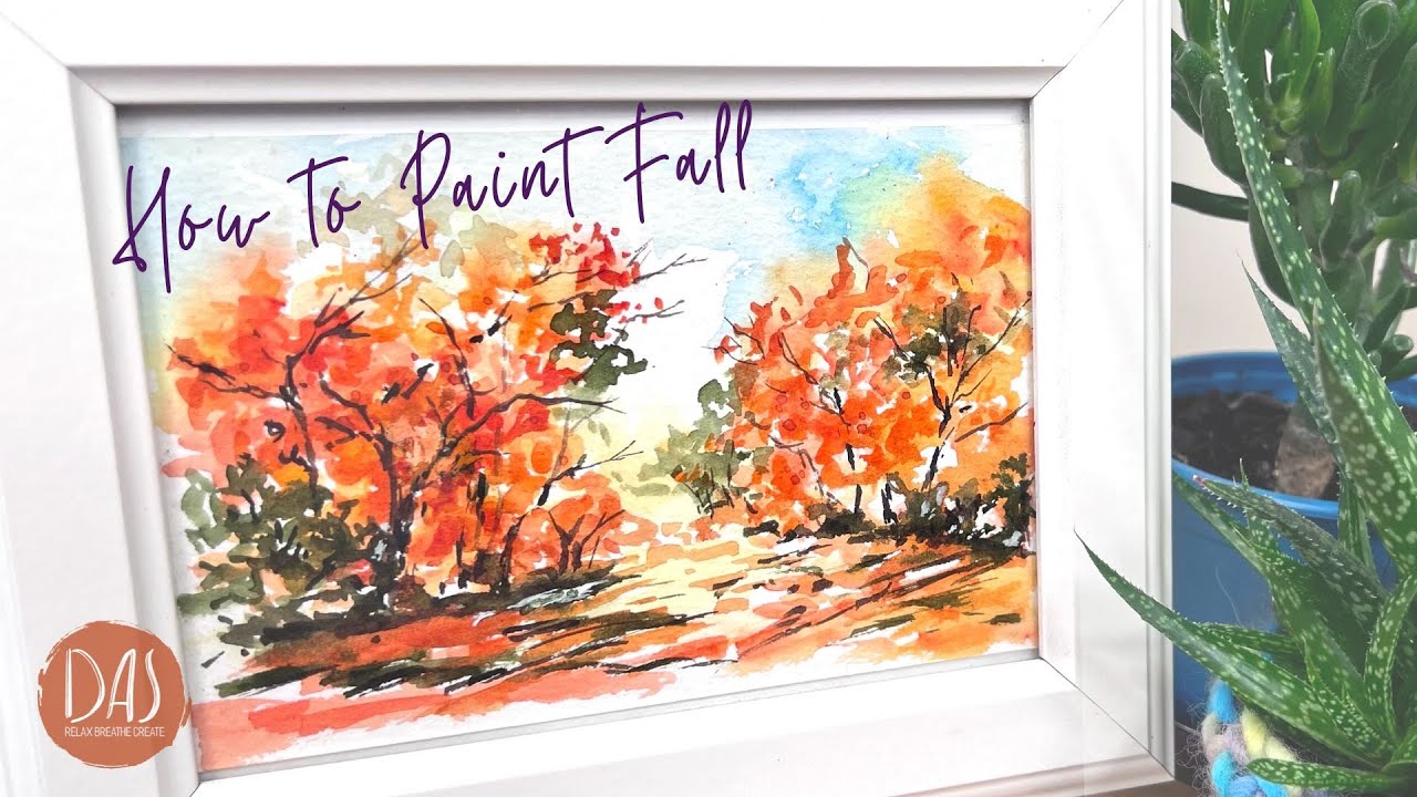 How To Paint An Autumn Tree Landscape - Easy Colorful Step By Step ...