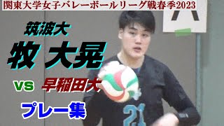 牧大晃 筑波大 プレー集 vs早稲田大 関東大学男子バレーボール春季リーグ１部2023