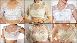 Top Trending White Colour Net Blouse Designs | Latest White Net Blouse Design 2024 Images