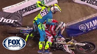 Riders fight after crash at Supercross event | FOX SPORTS