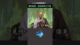 禪的秘密：因為想所以不通 ~ 仁山法師講座開示 #佛法 #修行 #人生