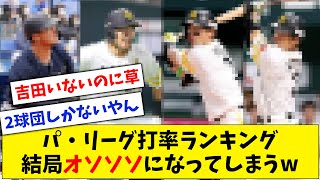 【2球団が占拠】パ・リーグ打率ランキング、吉田がいないのに結局オソソソになってしまうwww【なんJ なんG反応】【2ch 5ch】