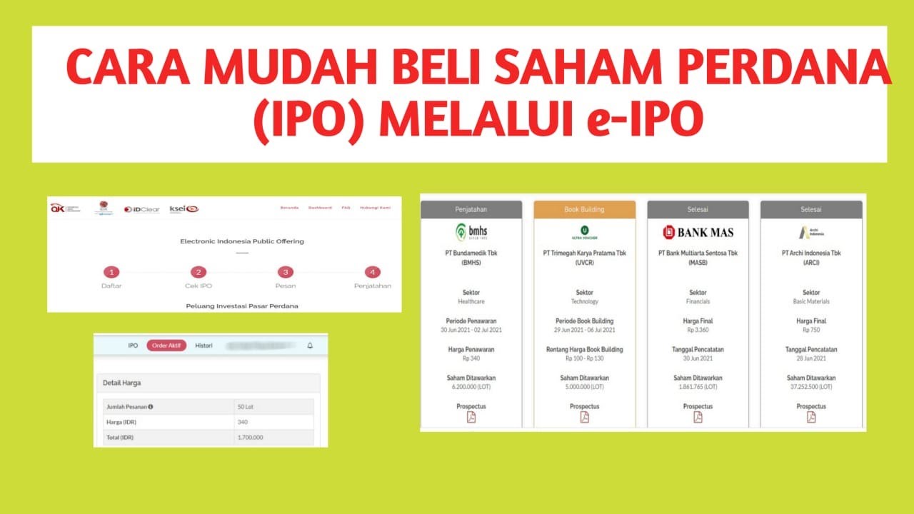 CARA MUDAH BELI SAHAM PERDANA (IPO) MELALUI E IPO - YouTube