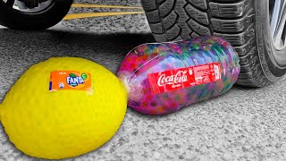 Experiment Car vs Coca Cola, Orbeez, Mirinda Balloons | Crushing Crunchy & Soft Things by Car