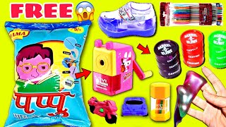 OMG😍 Pappu Snacks me Mujhe Mile MultiColor Pen, Sharpener Pencil, Eraser | Free Gifts Inside