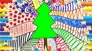 Yılbaşı Çam Ağacı Çizimi : Zentangle ile Eğlenceli Sanat | Christmas Tree Drawing: Fun Zentangle Art