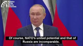Putin Says Ukraine Joining NATO Would Make Nuclear War More Likely