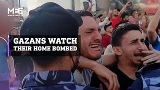 Gaza residents watch in horror as their house is bombed by Israeli air strikes