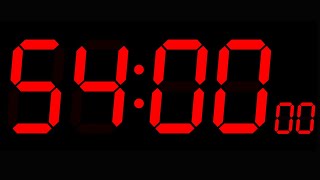54 Minute Countdown Timer with Bold Red Digits | 54 Minute Timer (no mid video ads)