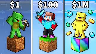 JJ vs Mikey vs Banana Kid: MONEY ONE BLOCK BATTLE in Minecraft...