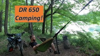 DR 650 Solo Hammock Camping, Fishing, Steak on the Fire