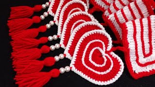 ❤️❤️ऊन से दिल वाला तोरण बनाना सीखे, Valentine Day Special Crochet Toran,Woolen Jhalar