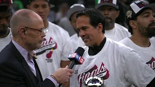 Erik Spoelstra reacts to the Heat making the 2023 NBA Finals 👏🔥