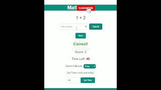 📟💥Create Math Game in Html , Css and Javascript #shorts #coding #games #javascript