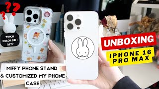 iPhone 16 Pro Max Unboxing *White*| Miffy & Customizing Phone Case