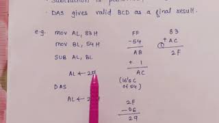 DAS Decimal Adjust after Subtraction arithmetic instruction in 8086