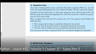 Python - Lesson #32 - Module 5 Chapter 12 - Tuples Part 3