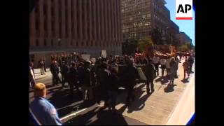 Anti-globalisation protestors demonstrate in New York.