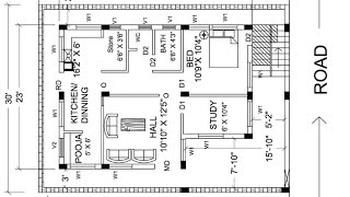 23 x 30 west face vastu house plan with sitout