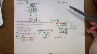 Solving multi step equations notes video