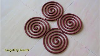 Simple navratri rangoli designs using coil l Diwali rangoli designs with colours l नवरात्री रांगोळी