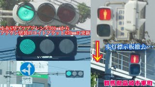 【信号機】群馬県高崎市東町 小糸S型ブツブツレンズ300㎜からブラウン塗装のコイトフラット250㎜に更新