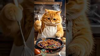 Cooking Dinner with the Cat: A Purr-fect Chef #shorts #cat