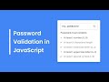 How to Create a Password Validation System using HTML, CSS, and JavaScript