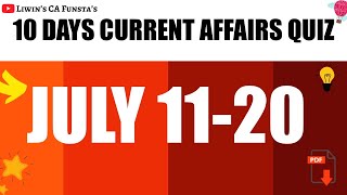 JULY 11-20 | 10 Days current affairs quiz | RRB PO MAINS 2020 | CA FUNSTA | Mr.Liwin