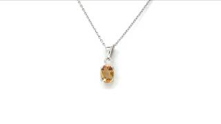 Johareez 0.85CTW Genuine Oval Citrine .925 Sterling Silver Pendant