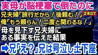 【スカッとする話】母子家庭を見下す義姉に従順な兄！母が危篤時でも「旅行だから！後頼む」俺「もう頼らない！二度と顔を見せるな！」→兄は号泣し土下座…結果【修羅場】【2ch】【5ch】2つの話