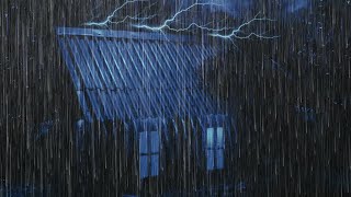 Instantly Sleep with Heavy Rain Grey Noise \u0026 Rolling Thunderstorm on Farmhouse Roof Tonight