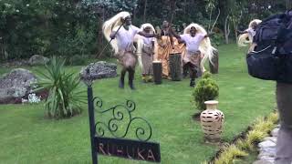 Traditional dancers/drummers welcome at Amakoro Songa Kinigi Lodge - Kinigi, Rwanda.