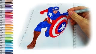 Avengers Assemble Captain America Coloring Color Book Page Colour Toyfuntv