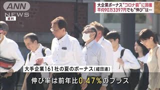 大手企業のボーナス　平均90.3万円　コロナ前の水準に戻るも伸び悩み(2023年8月9日)