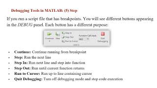 Debugging Tips in MATLAB